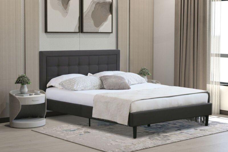 Fabric Bedframe With Buttoned Headboard